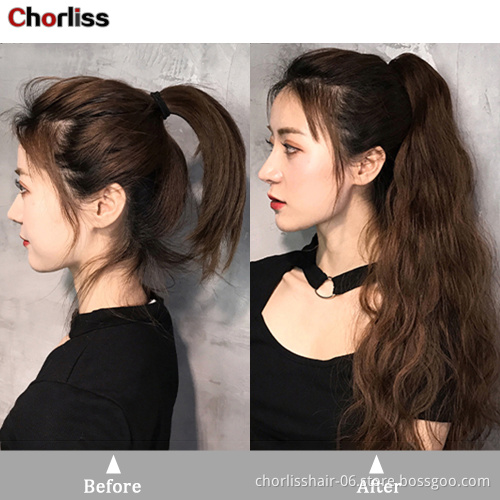 Hot Sale Fashion Wholesale Wrap Ponytail Hair Extensions Curly Weave Ponytail Hair Piece Synthetic Hair Clip Ponytail For Woman